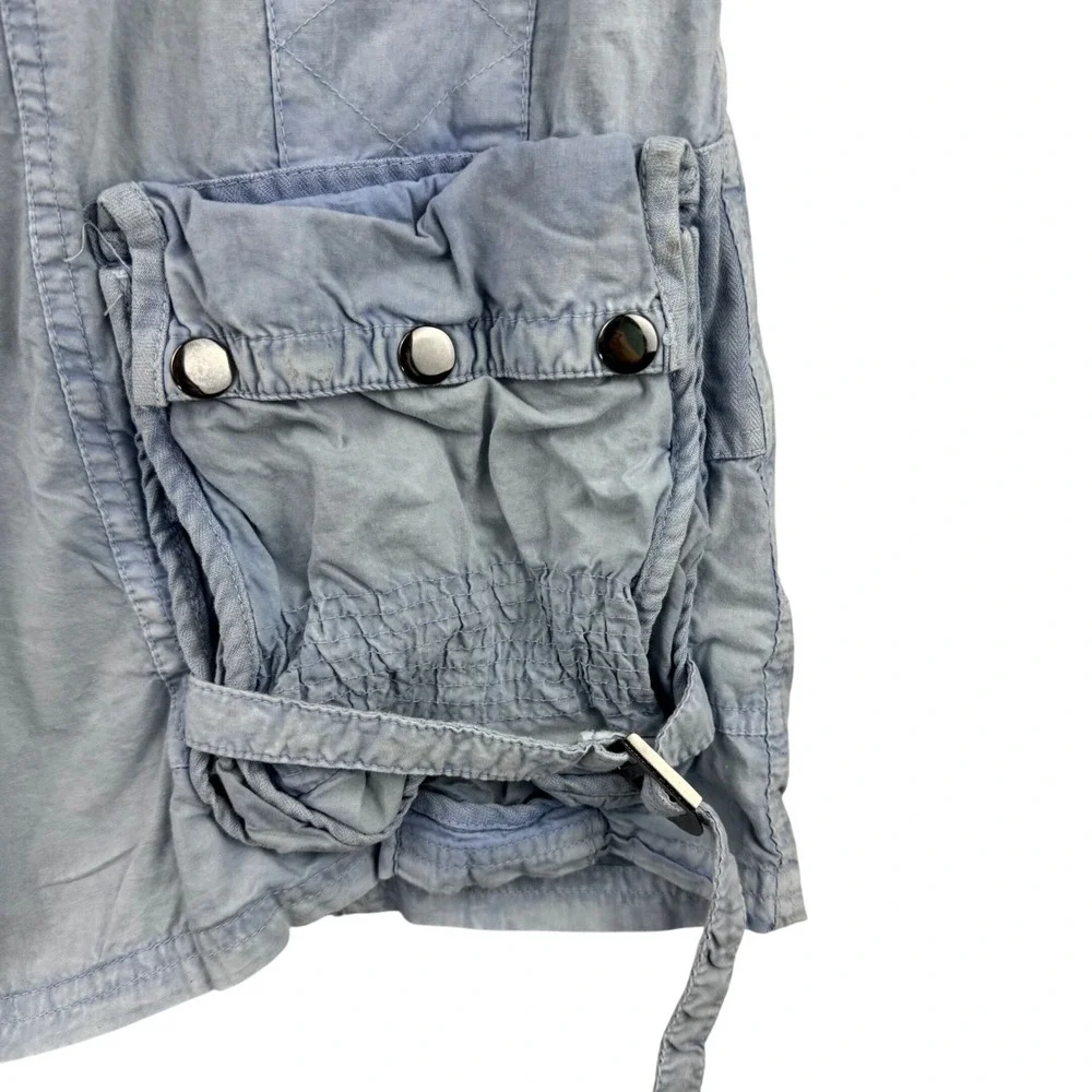 Free People Cargo Shorts Women Medium Blue Distressed Utility Gorpcore Summer